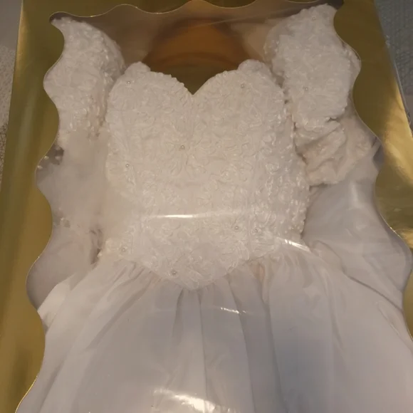 Breathtaking Ballgown Wedding Dress with Long Cathedral Style Veil Vintage
